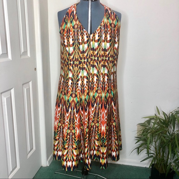 Gabby Skye Halter Dress in Psychedelic Print 22W - Picture 2 of 8